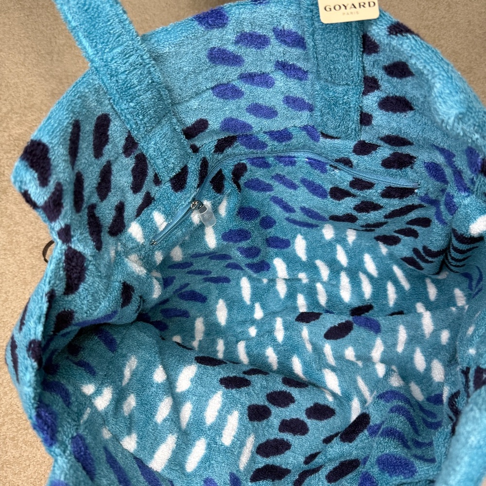 Goyard Ltd Edition Turquoise Blue Terry Cloth Sponge Beach Bag - La Place - Picture 4 of 8